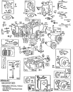 Cyl, Sump, Piston,oil Fill Diagram and Parts List for 190707-5853-XX  Briggs and Stratton Engine